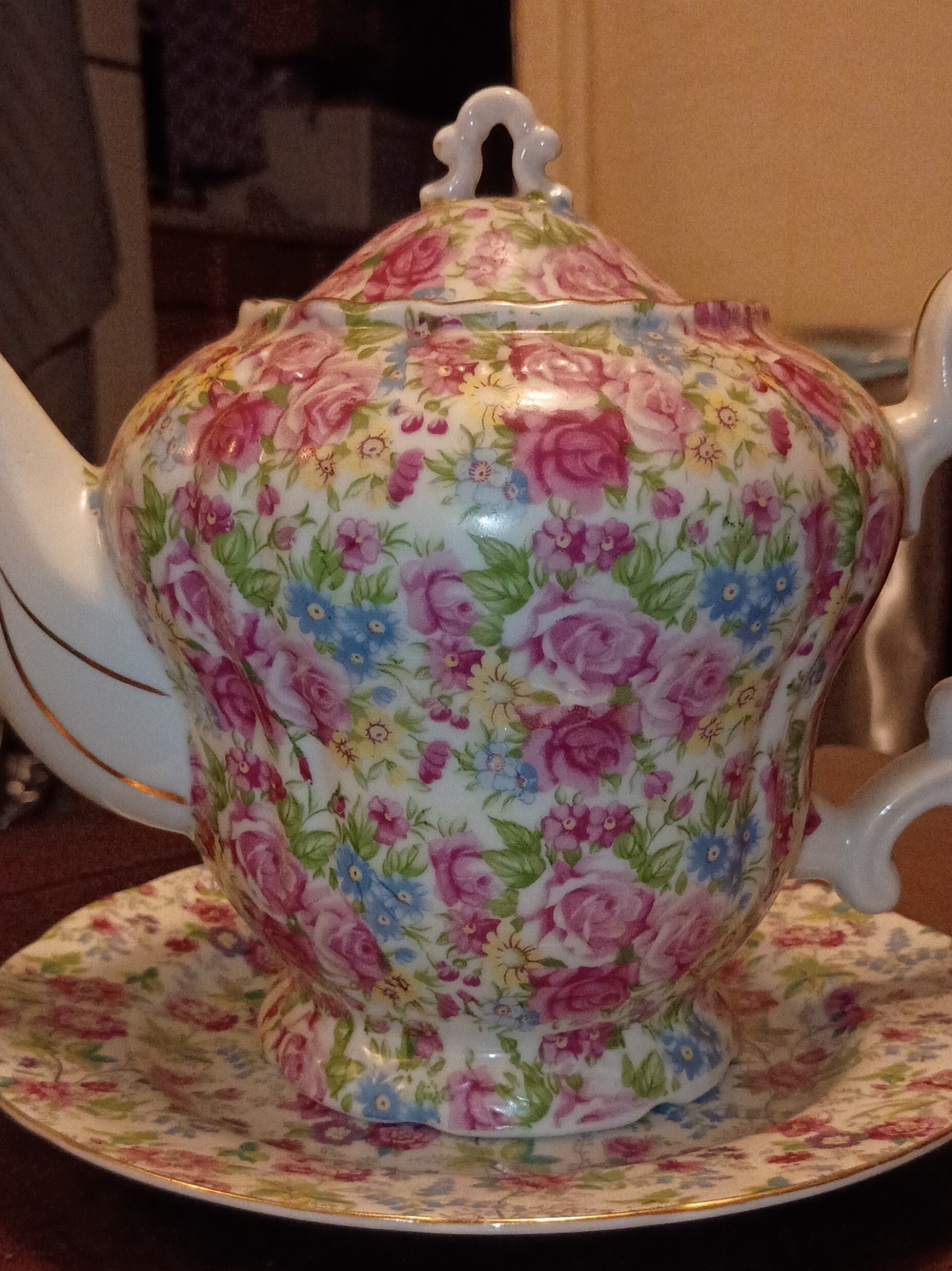 Vintage Royal Winton Grimwades Teapot With Matching Saucer/Underplate